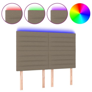 vidaXL Κεφαλάρι Κρεβατιού LED Taupe 144x5x118/128cm Υφασμάτινο 1 τεμ.
