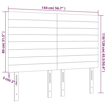 vidaXL Κεφαλάρι Κρεβατιού LED Taupe 144x5x118/128cm Υφασμάτινο 1 τεμ.
