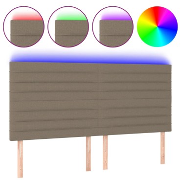vidaXL Κεφαλάρι Κρεβατιού LED Taupe 160x5x118/128cm Υφασμάτινο 1 τεμ.