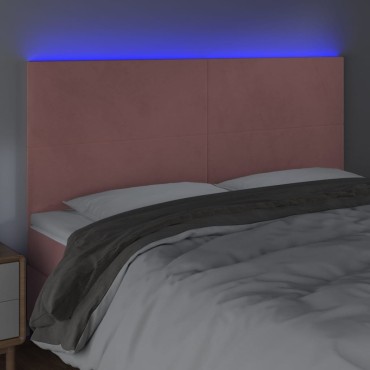 vidaXL Κεφαλάρι Κρεβατιού LED Ροζ 200x5x118/128cm Βελούδινο 1 τεμ.