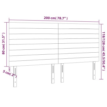 vidaXL Κεφαλάρι Κρεβατιού LED Ροζ 200x5x118/128cm Βελούδινο 1 τεμ.