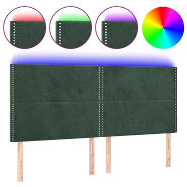 vidaXL Κεφαλάρι Κρεβατιού LED Σκούρο Πράσινο 180x5x118/128cm 1 τεμ.