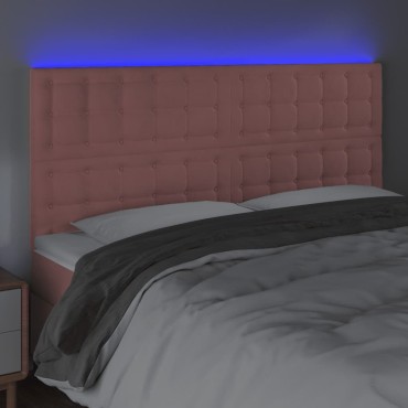 vidaXL Κεφαλάρι Κρεβατιού LED Ροζ 180x5x118/128cm Βελούδινο 1 τεμ.