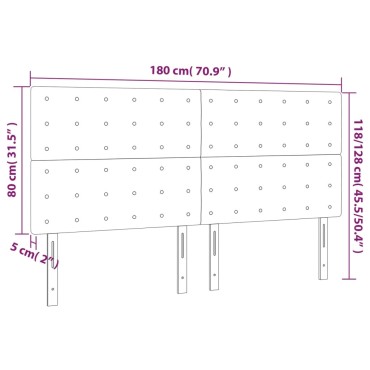 vidaXL Κεφαλάρι Κρεβατιού LED Ροζ 180x5x118/128cm Βελούδινο 1 τεμ.