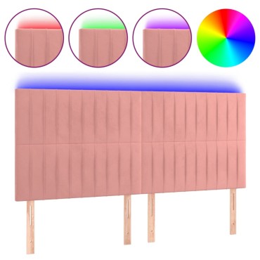 vidaXL Κεφαλάρι Κρεβατιού LED Ροζ 180x5x118/128cm Βελούδινο 1 τεμ.
