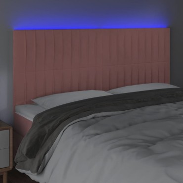 vidaXL Κεφαλάρι Κρεβατιού LED Ροζ 180x5x118/128cm Βελούδινο 1 τεμ.