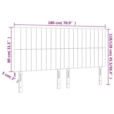 vidaXL Κεφαλάρι Κρεβατιού LED Ροζ 180x5x118/128cm Βελούδινο 1 τεμ.
