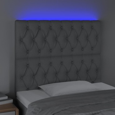 vidaXL Κεφαλάρι Κρεβατιού LED Ανοιχτό Γκρι 100x7x118/128cm Υφασμάτινο 1 τεμ.