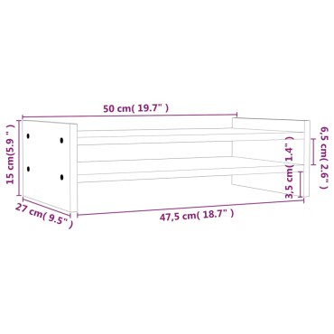 vidaXL Βάση Οθόνης Καφέ Μελί 50 x 27 x 15 εκ. από Μασίφ Ξύλο Πεύκου