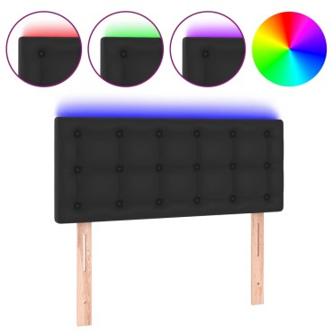 vidaXL Κεφαλάρι Κρεβατιού LED Μαύρο 100x5x78/88cm Συνθετ. Δέρμα 1 τεμ.