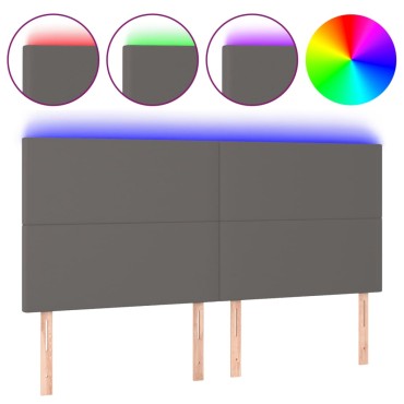 vidaXL Κεφαλάρι Κρεβατιού LED Γκρι 180x5x118/128 εκ 1 τεμ.