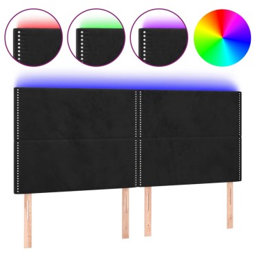 vidaXL Κεφαλάρι Κρεβατιού LED Μαύρο 180x5x118/128cm Βελούδινο 1 τεμ.