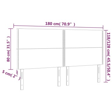 vidaXL Κεφαλάρι Κρεβατιού LED Μαύρο 180x5x118/128cm Βελούδινο 1 τεμ.