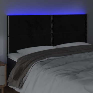vidaXL Κεφαλάρι Κρεβατιού LED Μαύρο 180x5x118/128cm Βελούδινο 1 τεμ.
