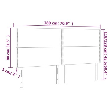 vidaXL Κεφαλάρι Κρεβατιού LED Μαύρο 180x5x118/128cm Βελούδινο 1 τεμ.