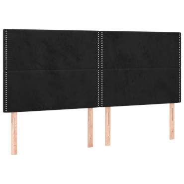 vidaXL Κεφαλάρι Κρεβατιού LED Μαύρο 200x5x118/128cm Βελούδινο 1 τεμ.