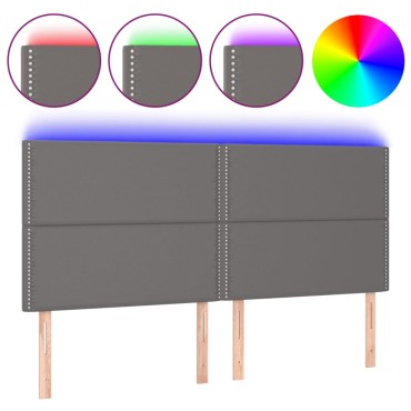 vidaXL Κεφαλάρι Κρεβατιού LED Γκρι 160x5x118/128 εκ 1 τεμ.