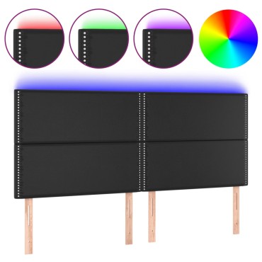 vidaXL Κεφαλάρι Κρεβατιού LED Μαύρο 180x5x118/128 εκ 1 τεμ.