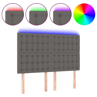 vidaXL Κεφαλάρι Κρεβατιού LED Γκρι 144x5x118/128 εκ 1 τεμ.