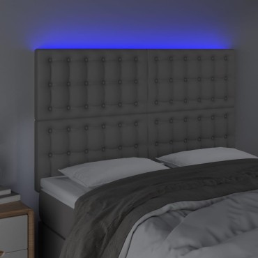 vidaXL Κεφαλάρι Κρεβατιού LED Γκρι 144x5x118/128 εκ 1 τεμ.