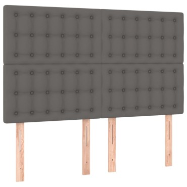 vidaXL Κεφαλάρι Κρεβατιού LED Γκρι 144x5x118/128 εκ 1 τεμ.