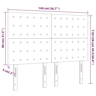 vidaXL Κεφαλάρι Κρεβατιού LED Γκρι 144x5x118/128 εκ 1 τεμ.