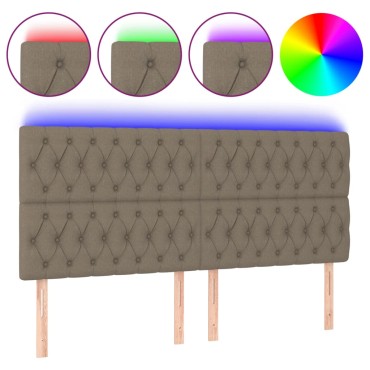 vidaXL Κεφαλάρι Κρεβατιού LED Taupe 200x7x118/128cm Υφασμάτινο 1 τεμ.
