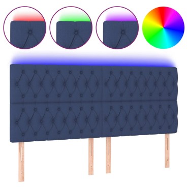 vidaXL Κεφαλάρι Κρεβατιού LED Μπλε 200x7x118/128cm Υφασμάτινο 1 τεμ.