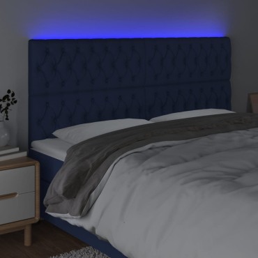 vidaXL Κεφαλάρι Κρεβατιού LED Μπλε 200x7x118/128cm Υφασμάτινο 1 τεμ.