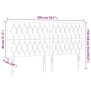 vidaXL Κεφαλάρι Κρεβατιού LED Μπλε 200x7x118/128cm Υφασμάτινο 1 τεμ.