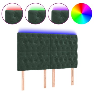 vidaXL Κεφαλάρι Κρεβατιού LED Σκούρο Πράσινο 160x7x118/128cm 1 τεμ.