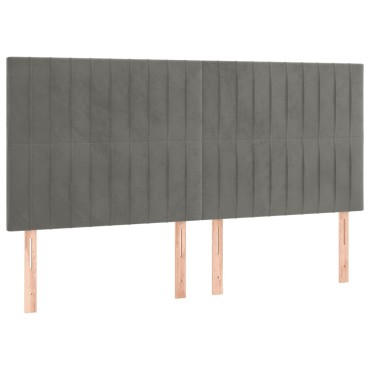vidaXL Κεφαλάρι Κρεβατιού LED Ανοιχτό Γκρι 180x5x118/128cm Βελούδινο 1 τεμ.