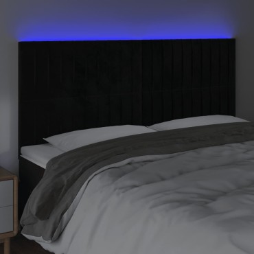 vidaXL Κεφαλάρι Κρεβατιού LED Μαύρο 200x5x118/128cm Βελούδινο 1 τεμ.