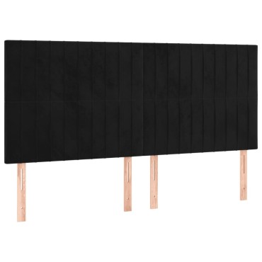 vidaXL Κεφαλάρι Κρεβατιού LED Μαύρο 200x5x118/128cm Βελούδινο 1 τεμ.