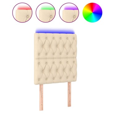 vidaXL Κεφαλάρι Κρεβατιού LED Κρεμ 80x7x118/128cm Υφασμάτινο 1 τεμ.