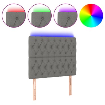 vidaXL Κεφαλάρι Κρεβατιού LED Σκούρο Γκρι 90x7x118/128cm Υφασμάτινο 1 τεμ.