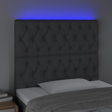 vidaXL Κεφαλάρι Κρεβατιού LED Σκούρο Γκρι 100x7x118/128cm Υφασμάτινο 1 τεμ.