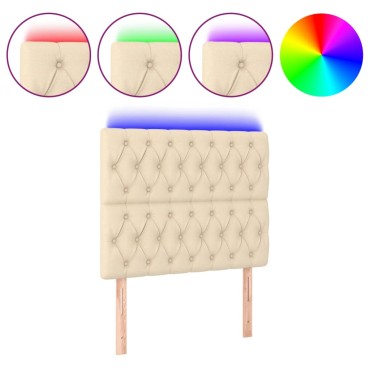 vidaXL Κεφαλάρι Κρεβατιού LED Κρεμ 100x7x118/128cm Υφασμάτινο 1 τεμ.