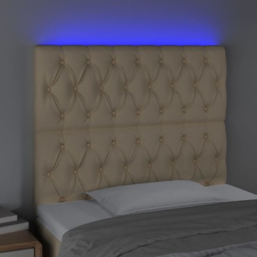 vidaXL Κεφαλάρι Κρεβατιού LED Κρεμ 100x7x118/128cm Υφασμάτινο 1 τεμ.
