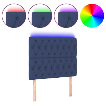 vidaXL Κεφαλάρι Κρεβατιού LED Μπλε 100x7x118/128cm Υφασμάτινο 1 τεμ.