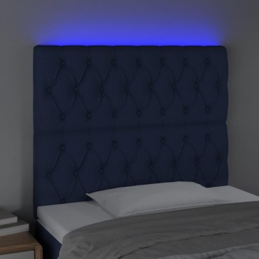 vidaXL Κεφαλάρι Κρεβατιού LED Μπλε 100x7x118/128cm Υφασμάτινο 1 τεμ.