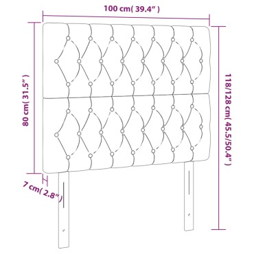 vidaXL Κεφαλάρι Κρεβατιού LED Μπλε 100x7x118/128cm Υφασμάτινο 1 τεμ.