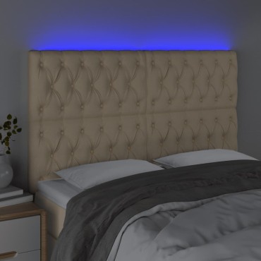 vidaXL Κεφαλάρι Κρεβατιού LED Κρεμ 160x7x118/128cm Υφασμάτινο 1 τεμ.
