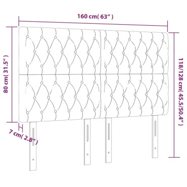 vidaXL Κεφαλάρι Κρεβατιού LED Κρεμ 160x7x118/128cm Υφασμάτινο 1 τεμ.