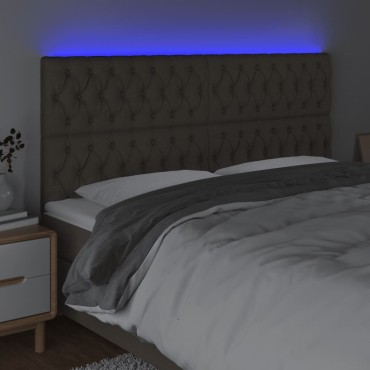 vidaXL Κεφαλάρι Κρεβατιού LED Taupe 180x7x118/128cm Υφασμάτινο 1 τεμ.
