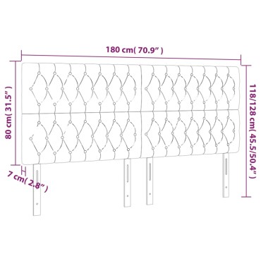 vidaXL Κεφαλάρι Κρεβατιού LED Taupe 180x7x118/128cm Υφασμάτινο 1 τεμ.