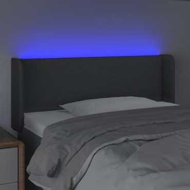 vidaXL Κεφαλάρι Κρεβατιού LED Σκούρο Γκρι 93x16x78/88cm Υφασμάτινο 1 τεμ.