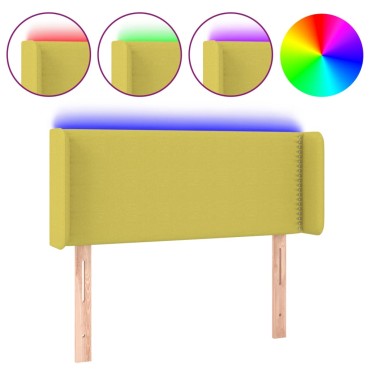 vidaXL Κεφαλάρι Κρεβατιού LED Πράσινο 103x16x78/88cm Υφασμάτινο 1 τεμ.