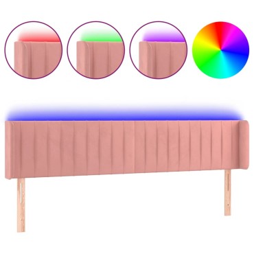 vidaXL Κεφαλάρι Κρεβατιού LED Ροζ 183x16x78/88cm Βελούδινο 1 τεμ.