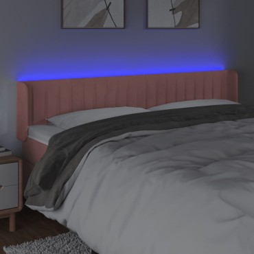 vidaXL Κεφαλάρι Κρεβατιού LED Ροζ 183x16x78/88cm Βελούδινο 1 τεμ.